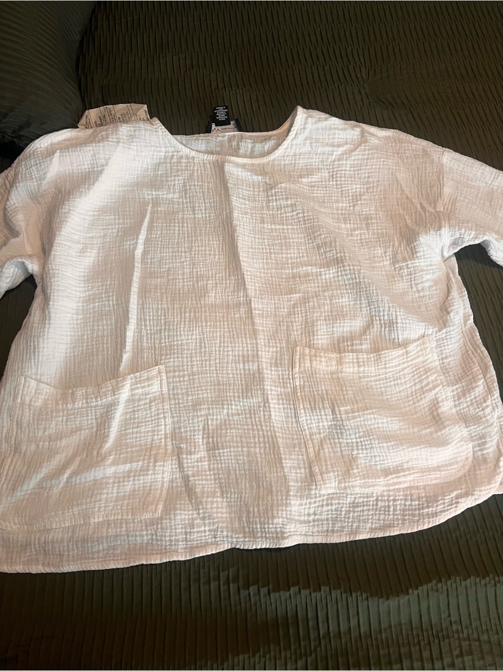 White Textured Pocket Top - woman Shirt